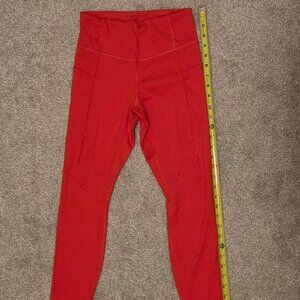 Brooks Running Women's 7/8 Red High Waist Leggings Tights Size Small